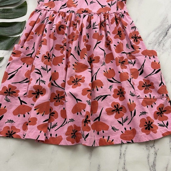 Hanna Andersson Girls Fit and Flare Dress Size 140 10 Pink Orange Floral Cotton - Picture 3 of 8